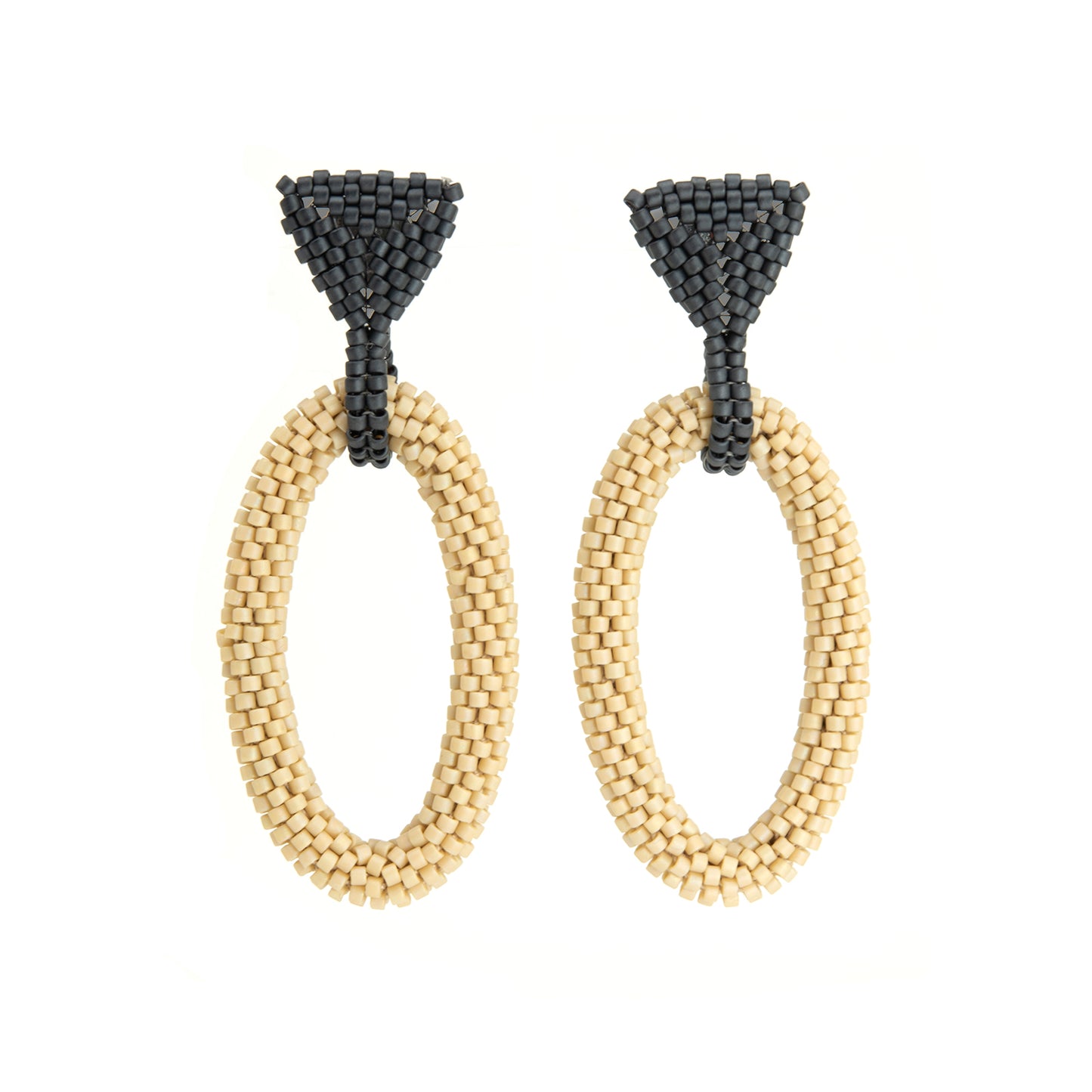 Triangle and Long Oval Earrings