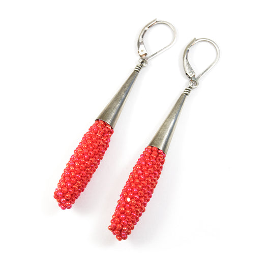 Long Crocheted Drop Earrings