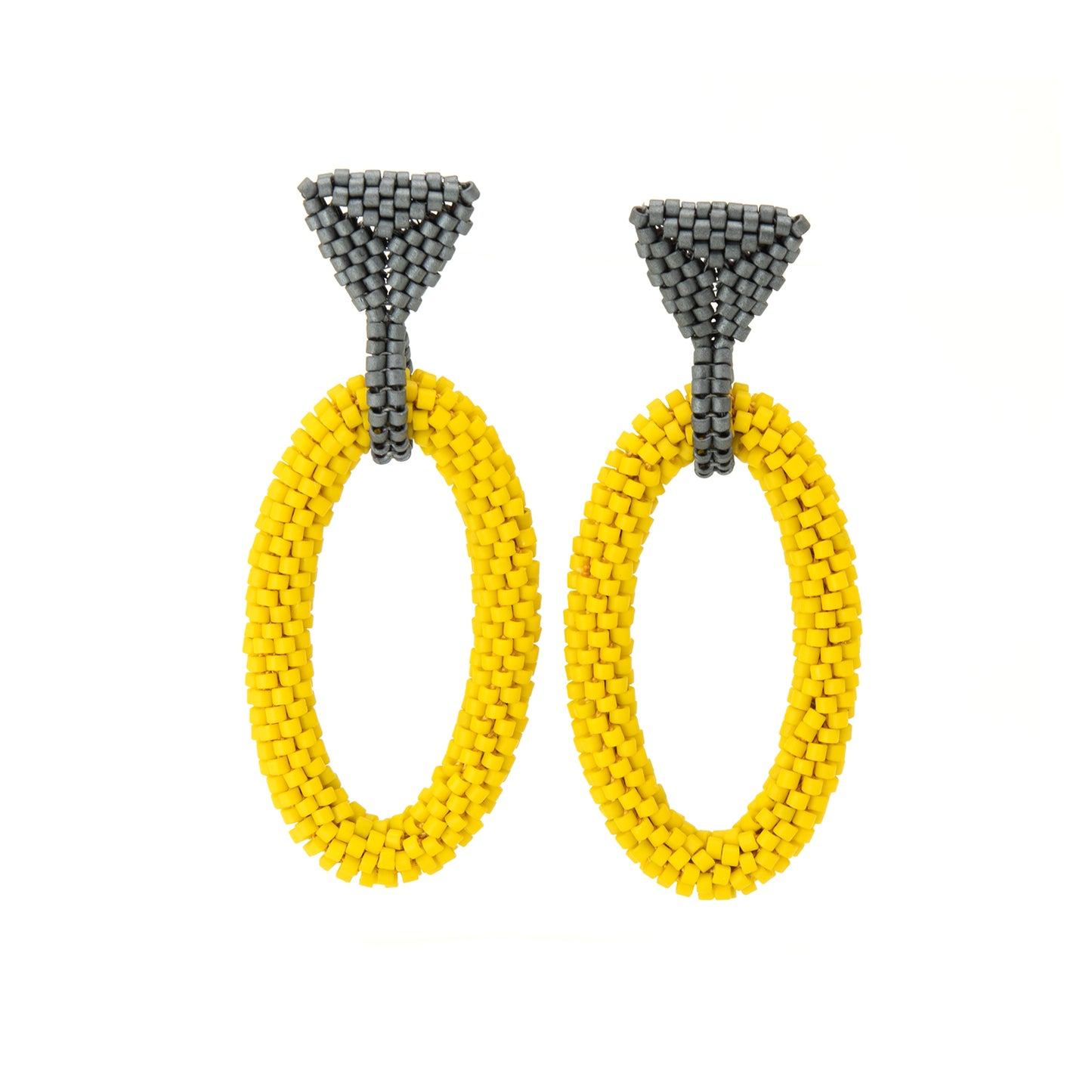 Triangle and Long Oval Earrings
