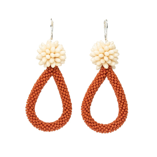 Teardrop and Fuzzy Ball Earrings