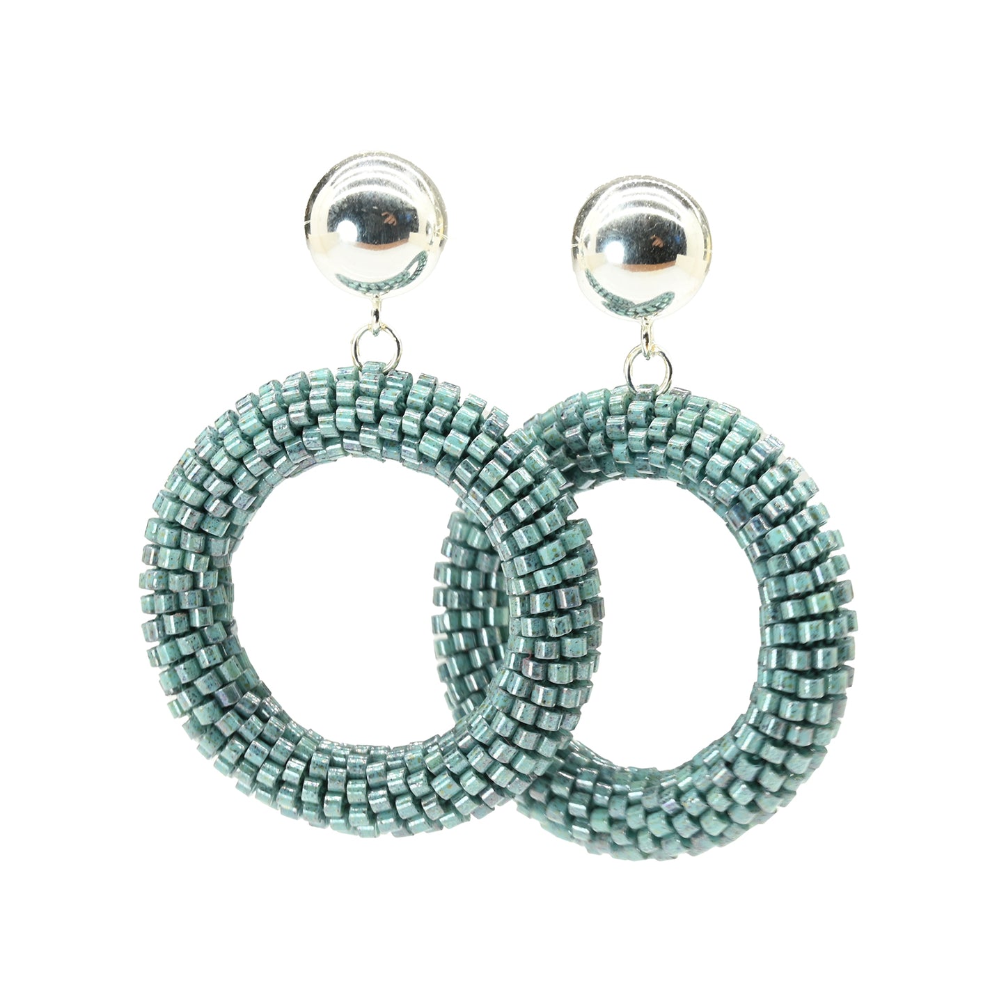 Silver Dot and Circle Earrings