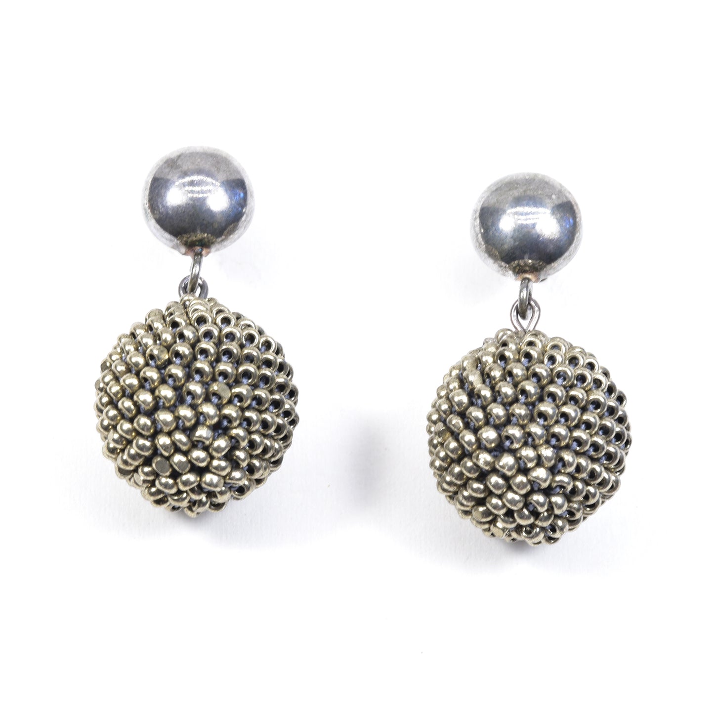 Small Silver Dot and Ball Earrings