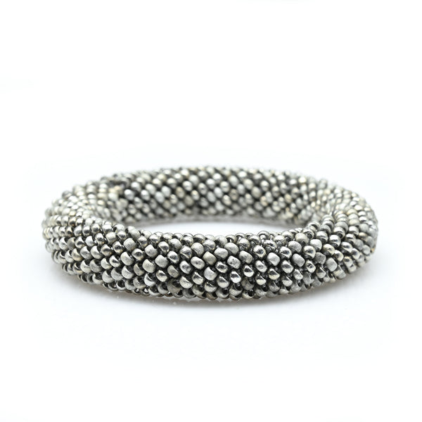 Chunky Crocheted Bangle – silver
