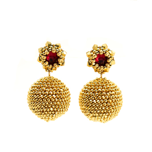 Crystal Dot and Ball Earrings