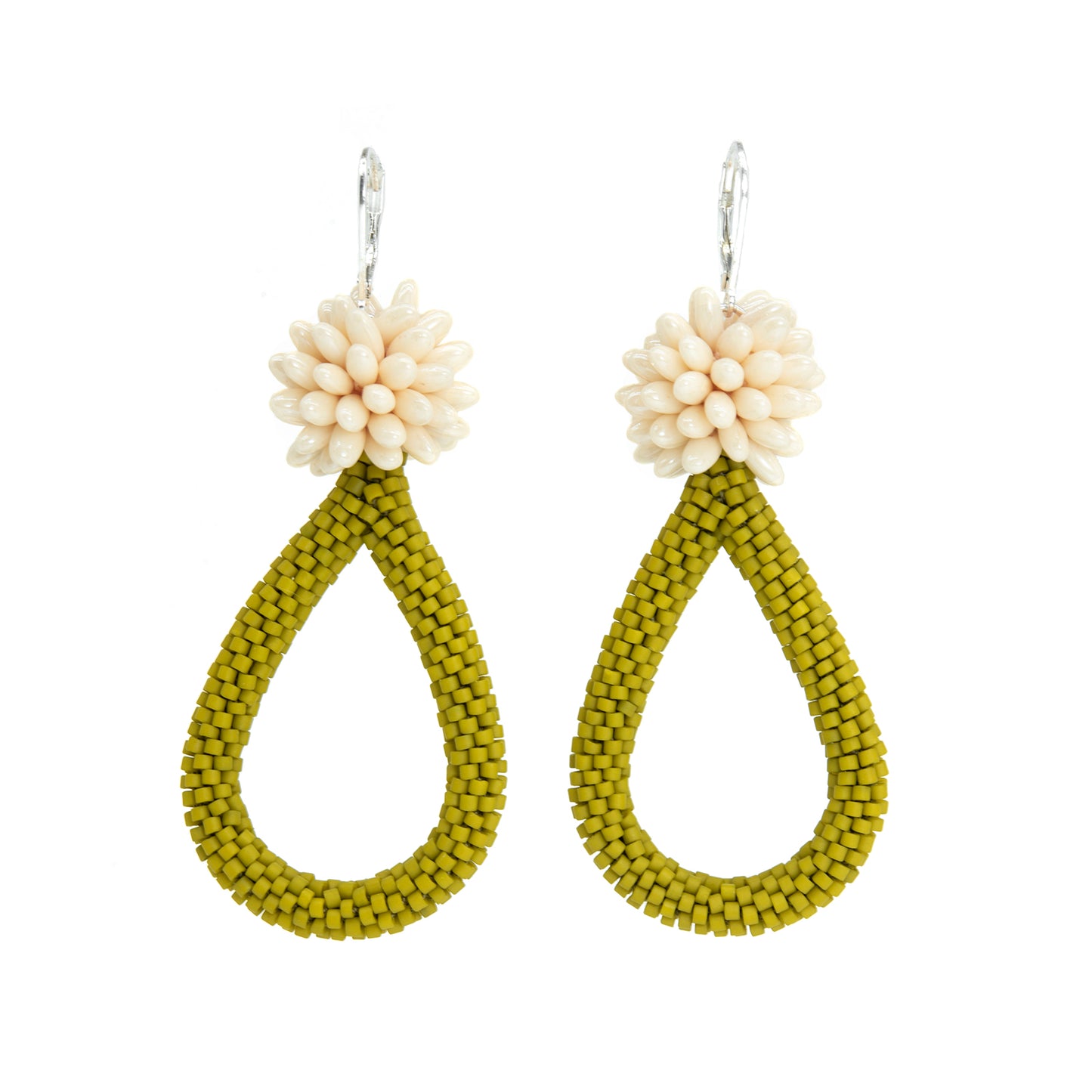 Teardrop and Fuzzy Ball Earrings