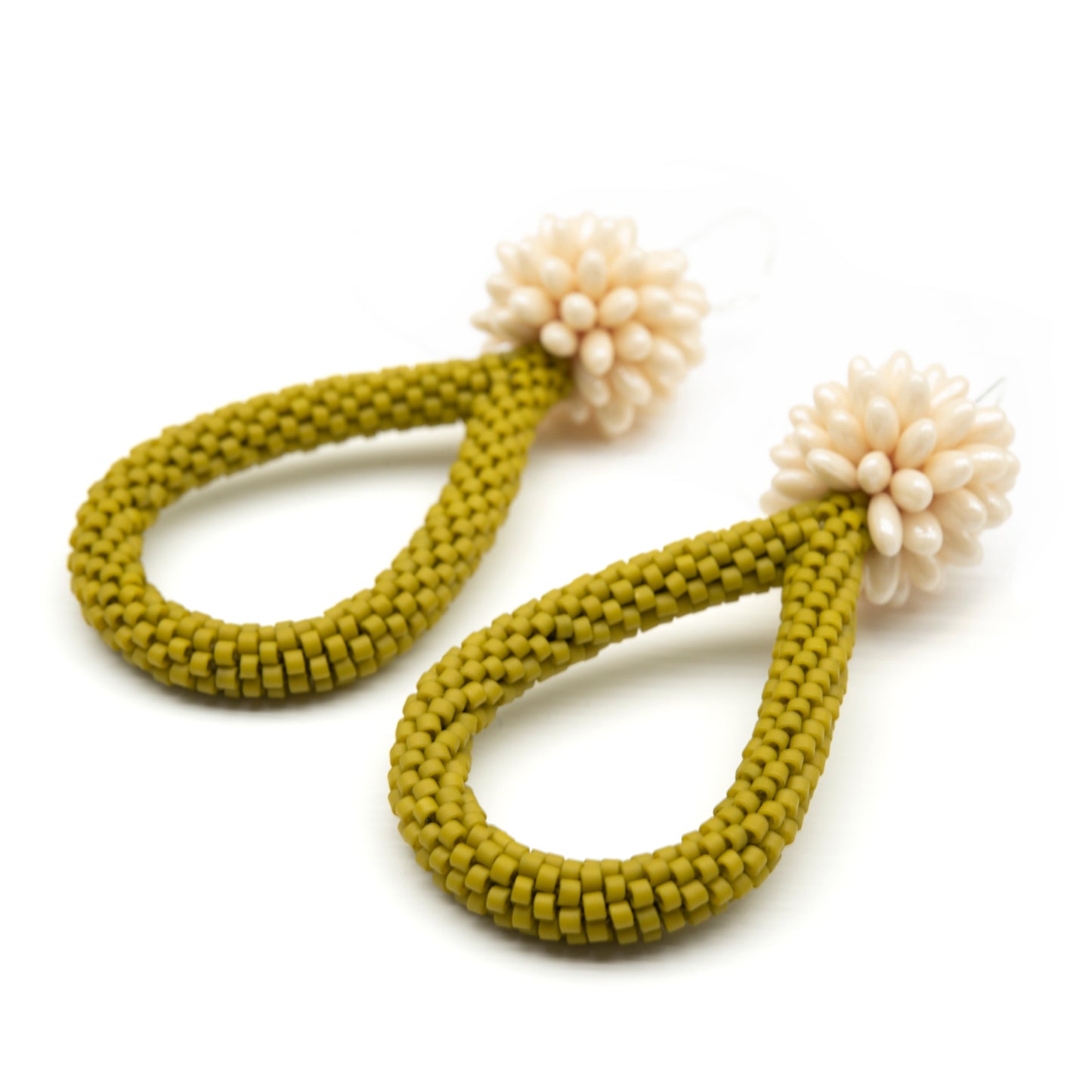 Teardrop and Fuzzy Ball Earrings