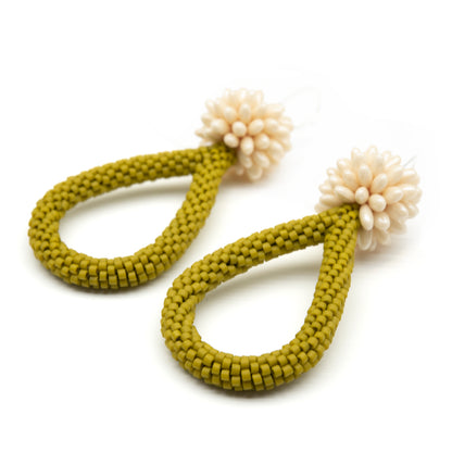 Teardrop and Fuzzy Ball Earrings