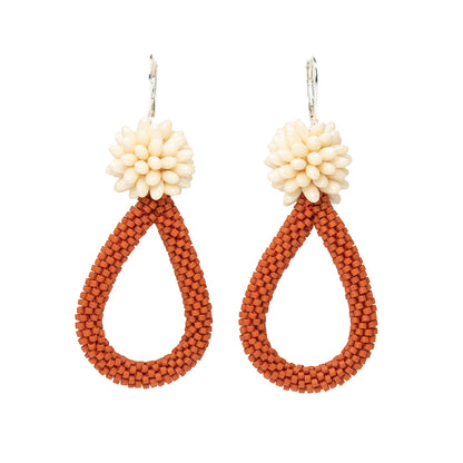 Teardrop and Fuzzy Ball Earrings