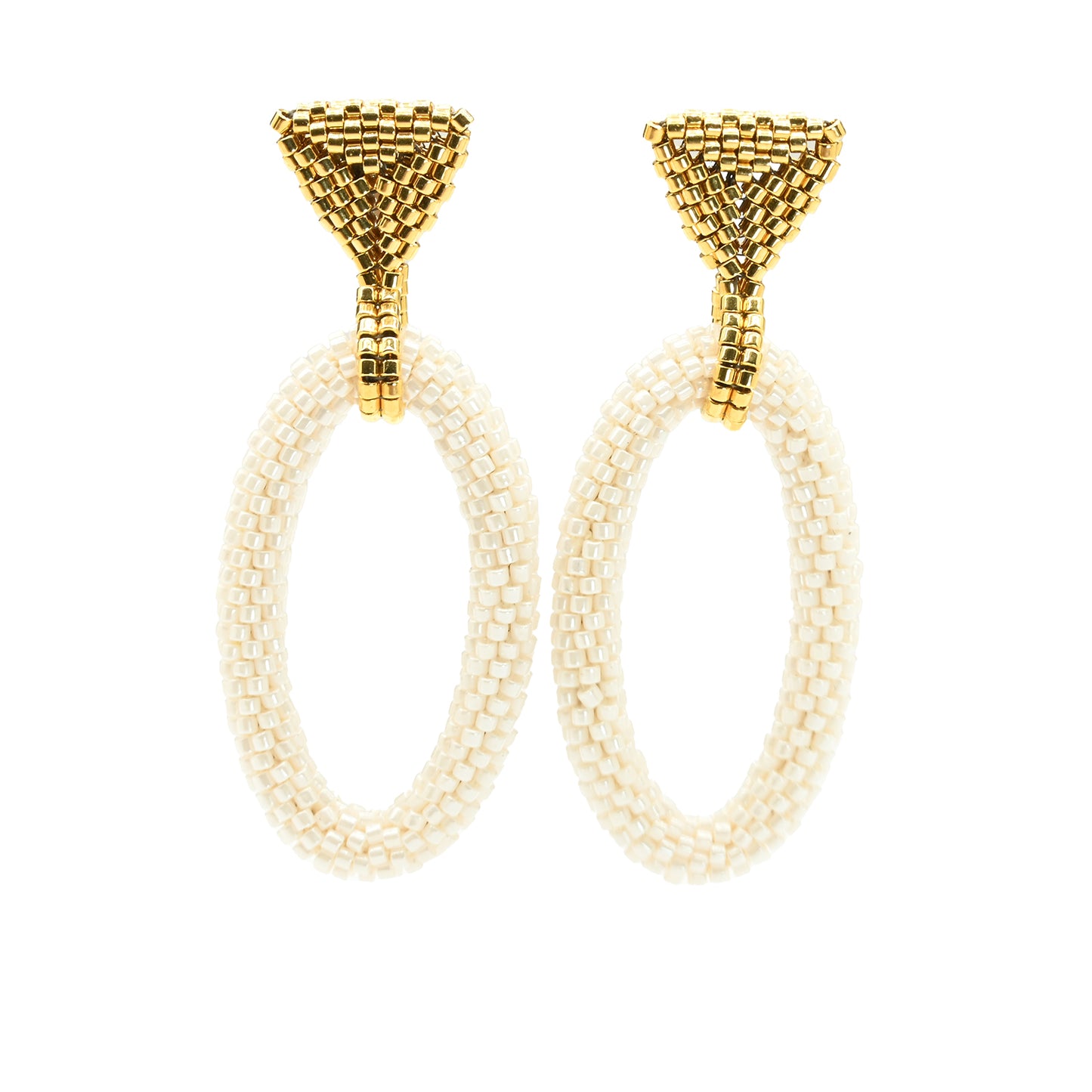 Triangle and Long Oval Earrings