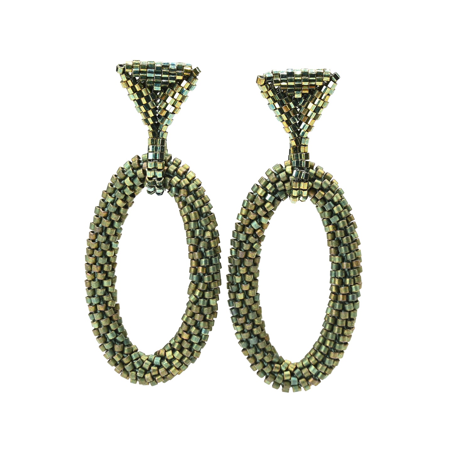 Triangle and Long Oval Earrings