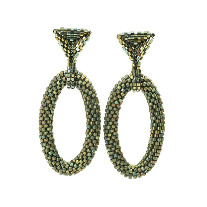 Triangle and Long Oval Earrings