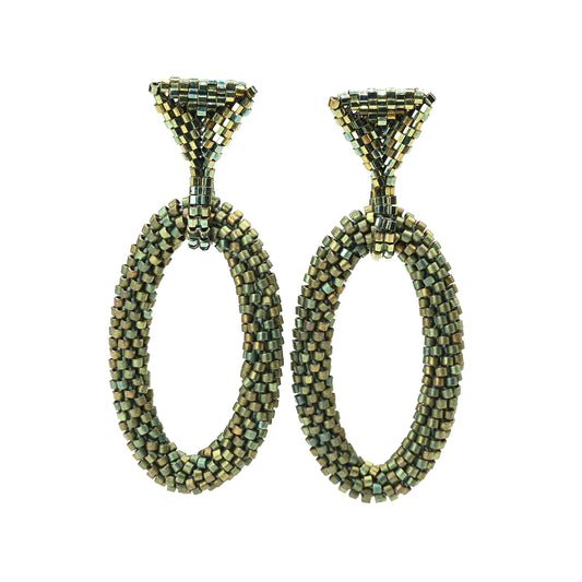 Triangle and Long Oval Earrings