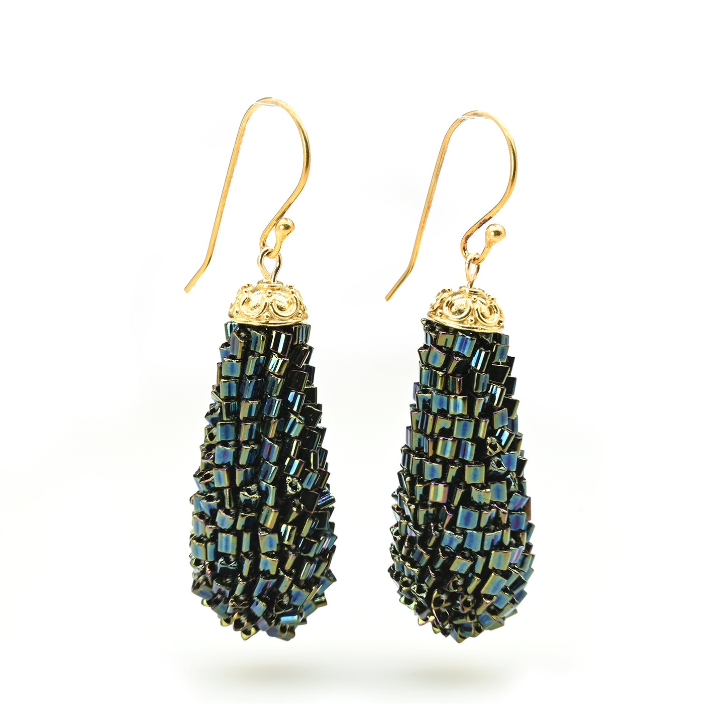 Long Textured Teardrop Earrings