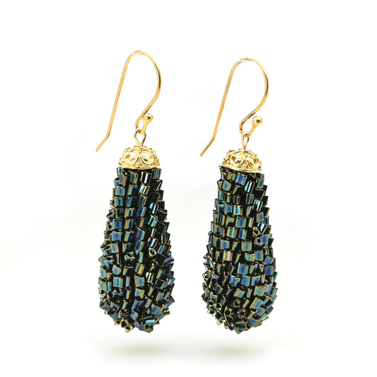 Long Textured Teardrop Earrings