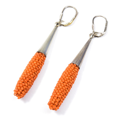 Long Crocheted Drop Earrings