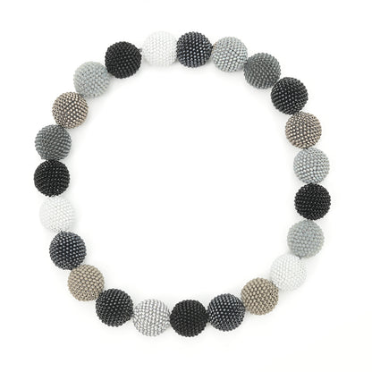 Beaded Bead Necklace in Shades of Gray