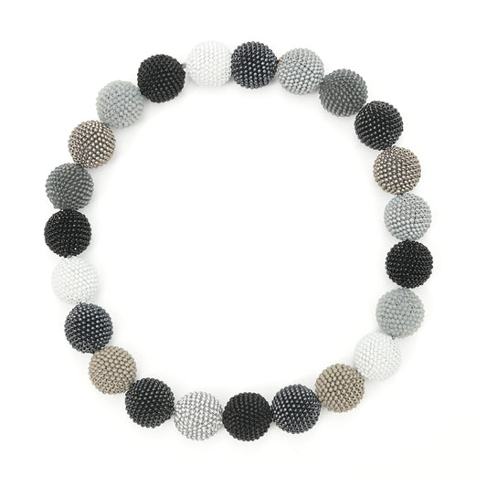 Beaded Bead Necklace in Shades of Gray