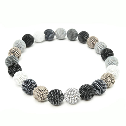 Beaded Bead Necklace in Shades of Gray