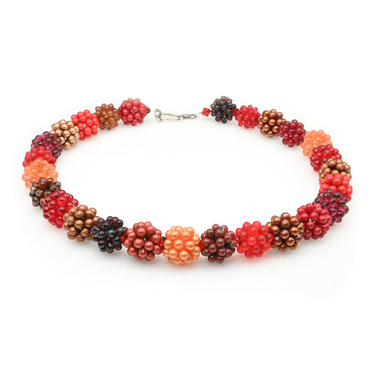 Beaded Bead Necklace in Red