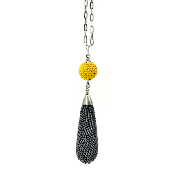 Ball and Drop Pendant – yellow &amp; dark gray
